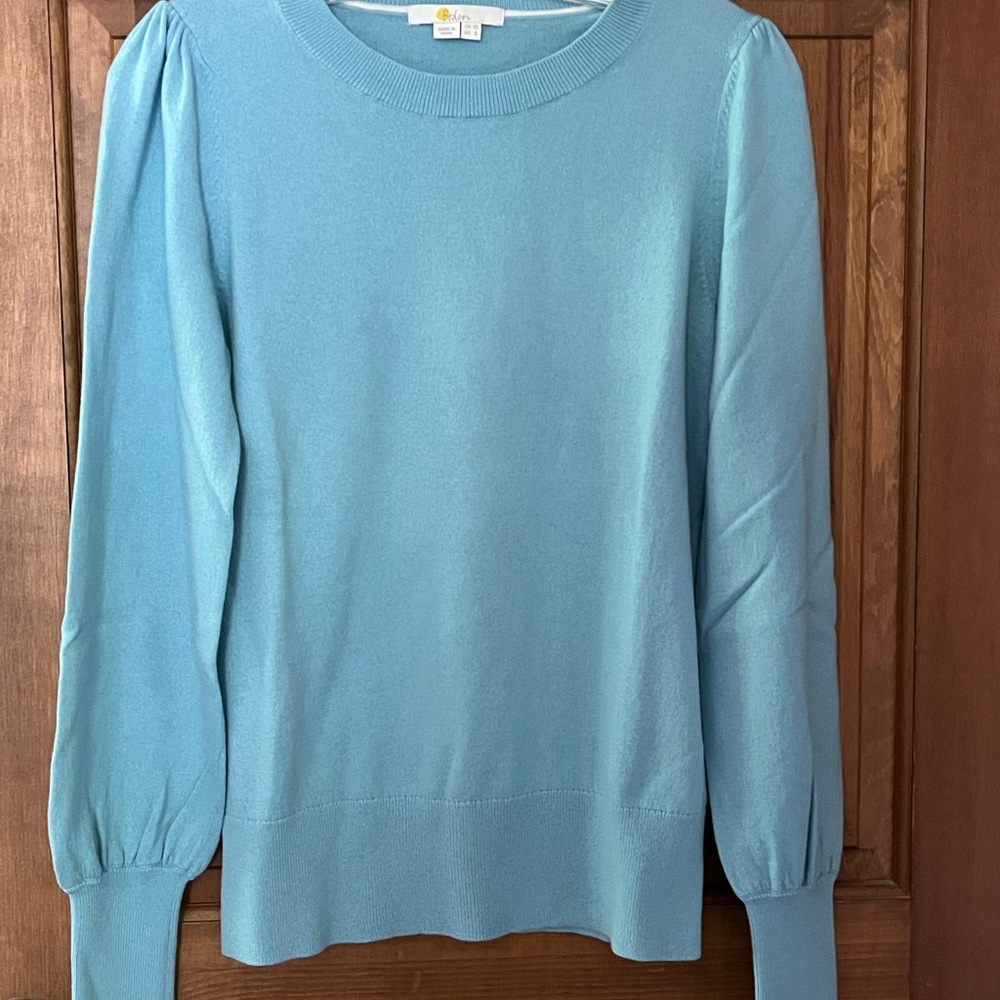 Light Blue Puff-Sleeve Crewneck Sweater - Boden